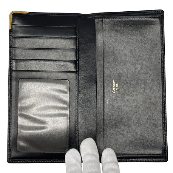 Cartier Wallets Men's Brand Sapphire Long Wallet Leather Navy Billfold Simple - Picture 4 of 13